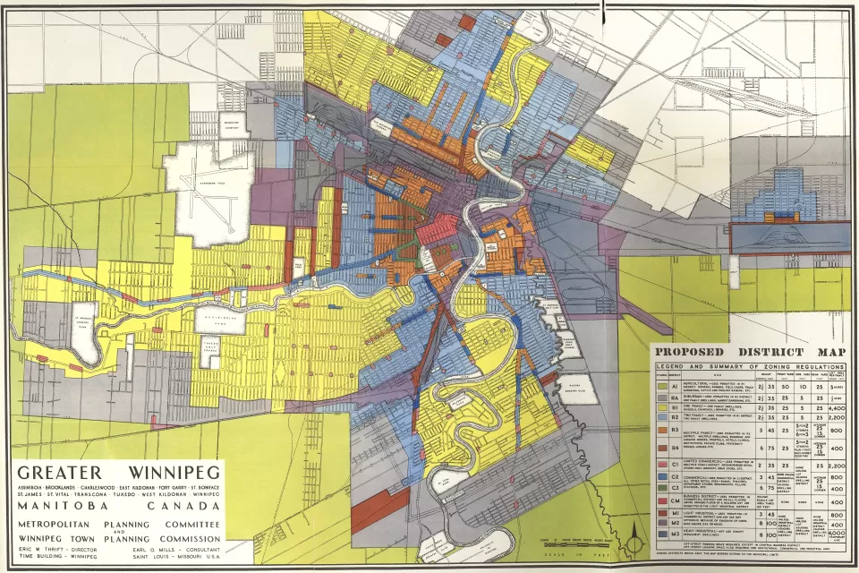 Zoning map of Winnipeg, Canada, 1947